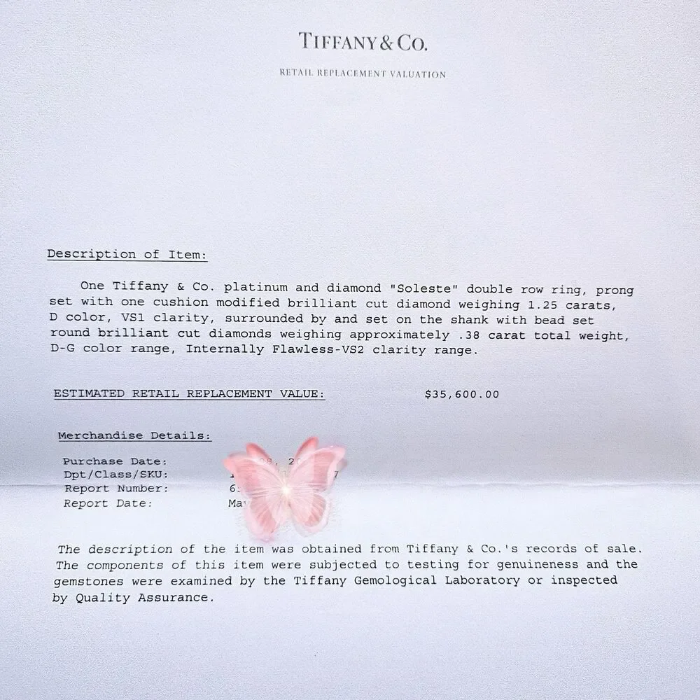 Tiffany & Co. Soleste Cushion Double Halo Diamond Engagement Ring 1.63 ct D VS1 - Picture 6 of 12